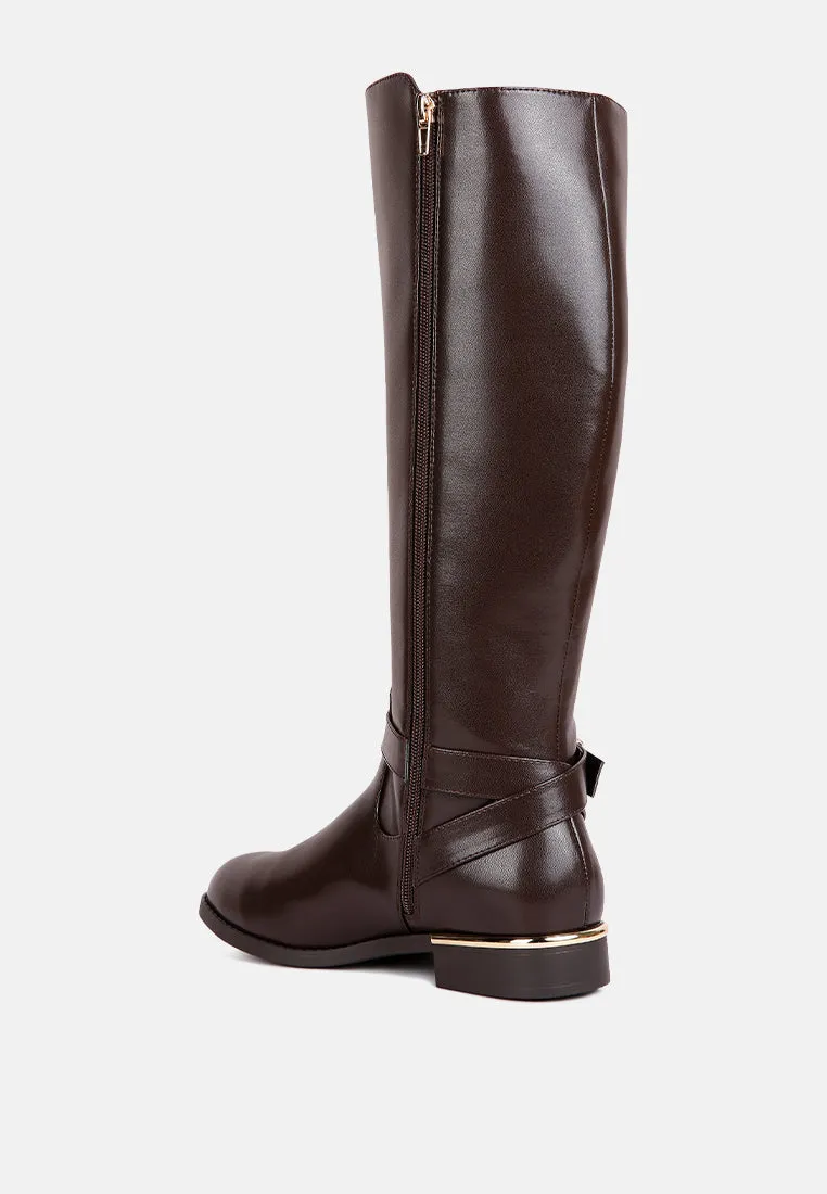 renny buckle strap embellished calf boots