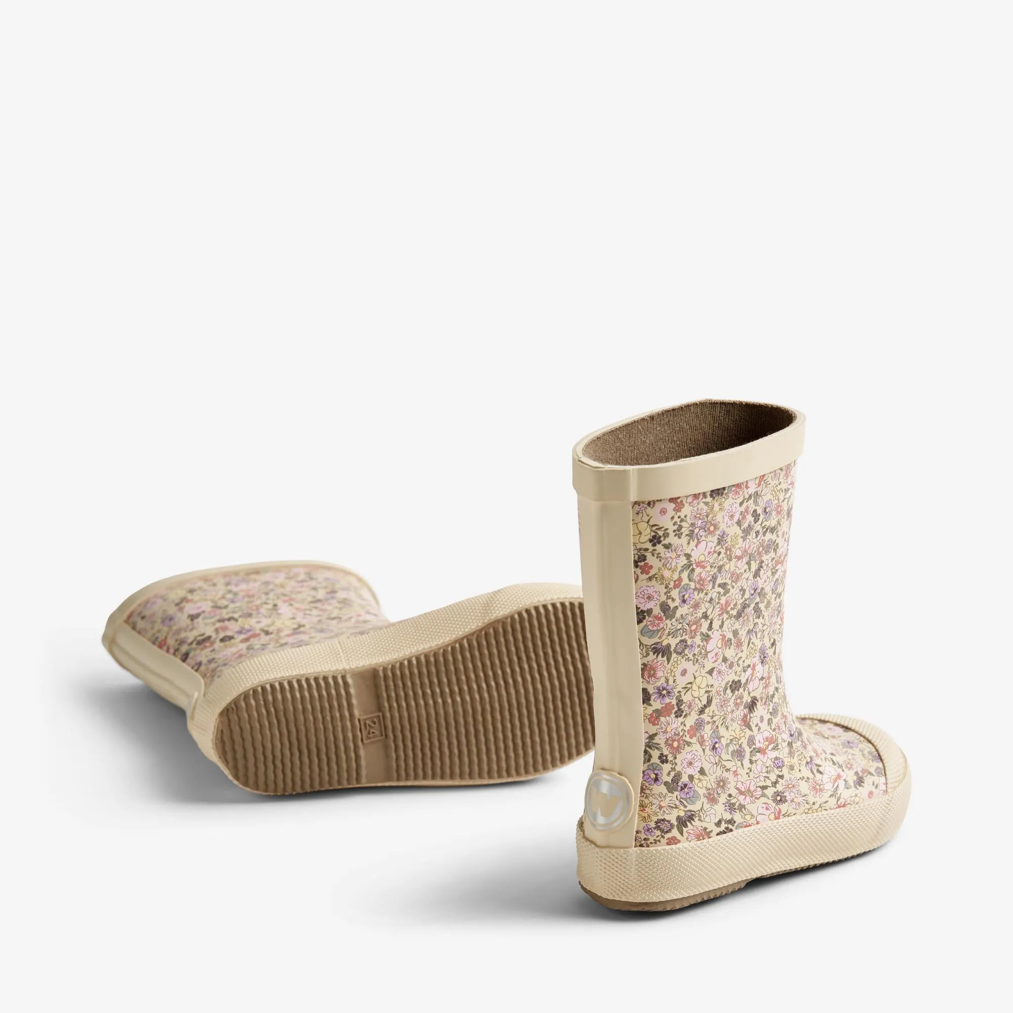 Rubber Boot Print Muddy - clam multi flowers