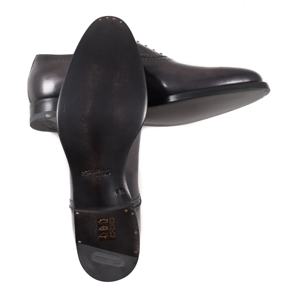 Santoni Dark Gray Medallion Tip Oxford