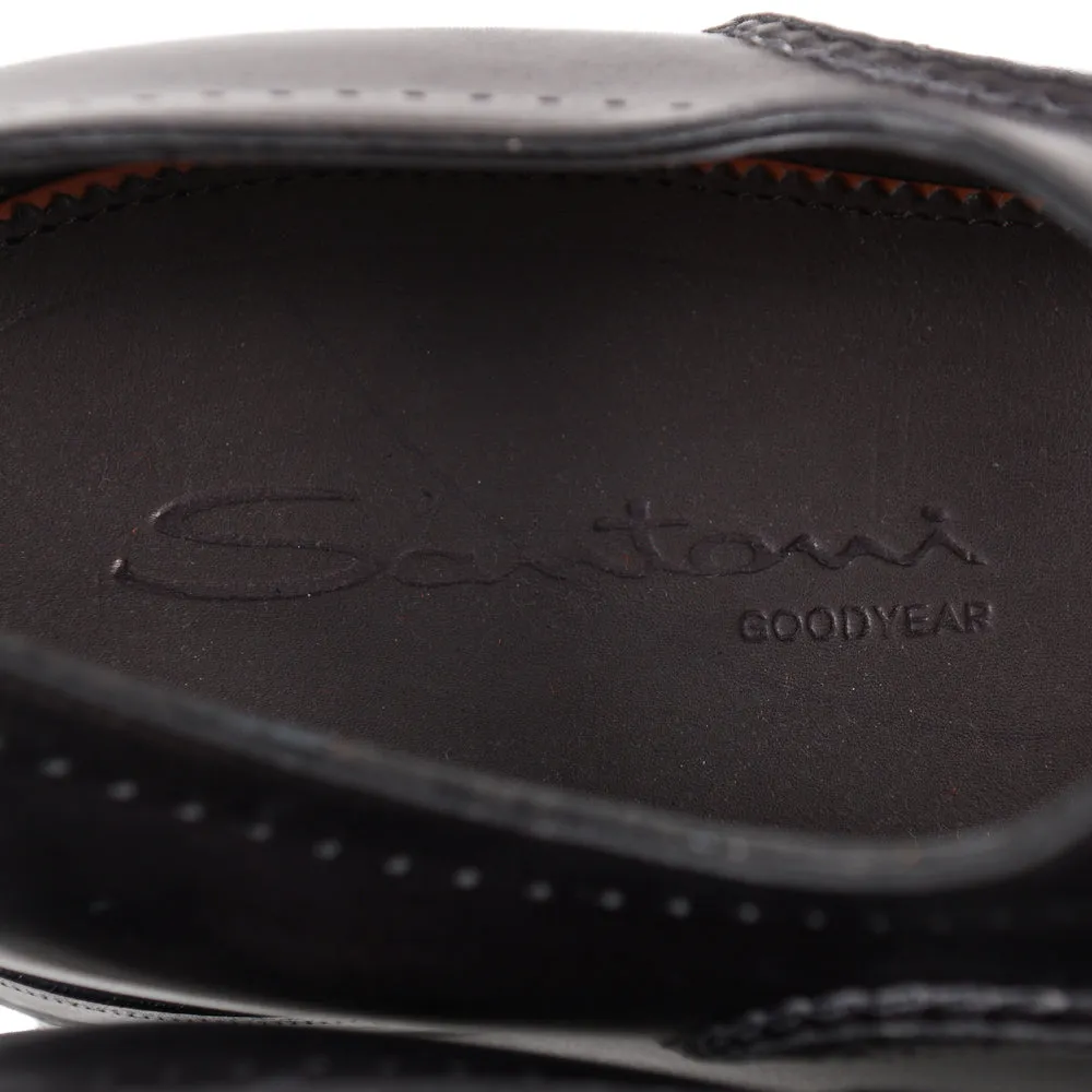 Santoni Dark Gray Medallion Tip Oxford