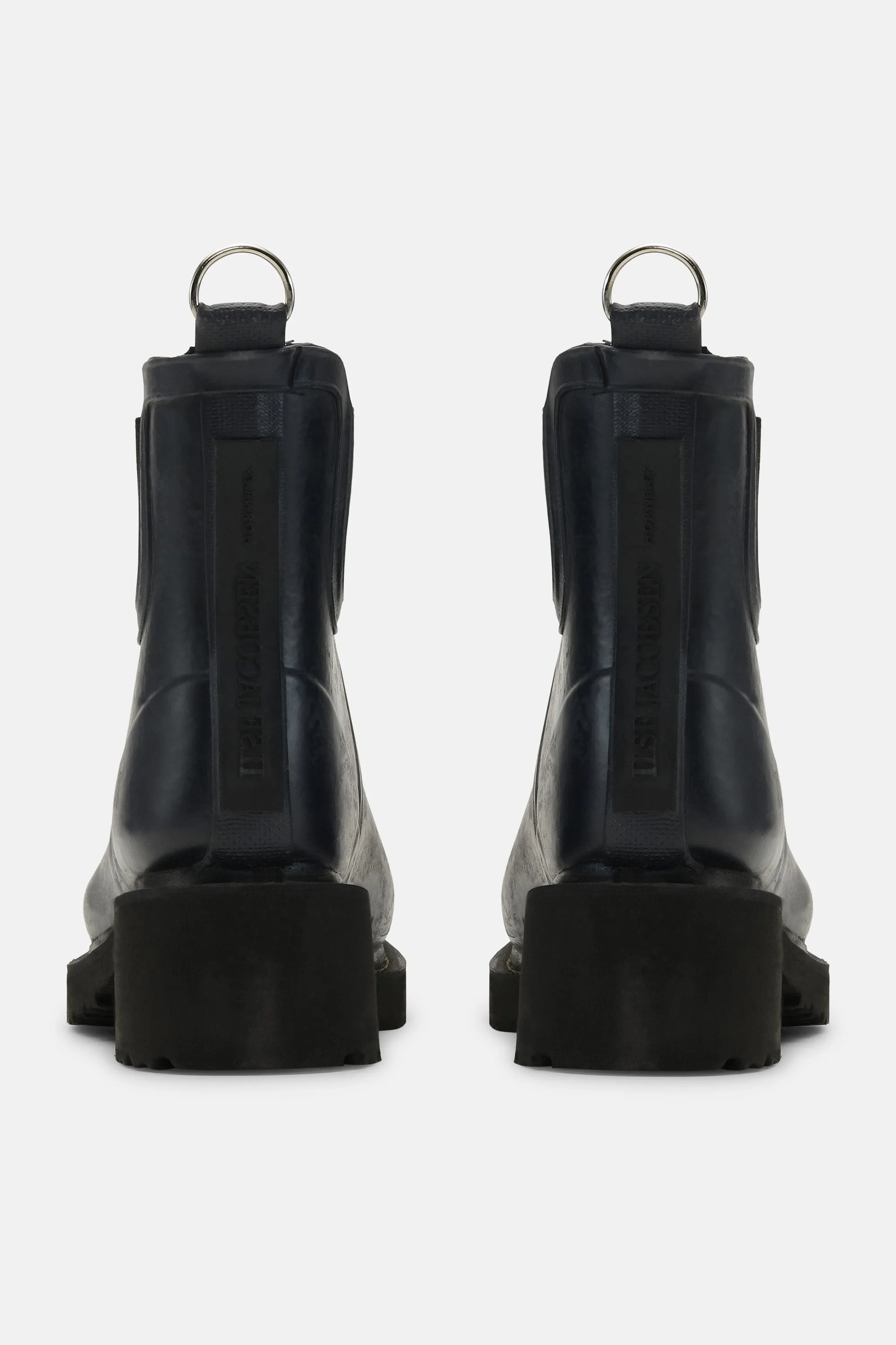 Short Rubber Boots With High Heel - Dark Indigo