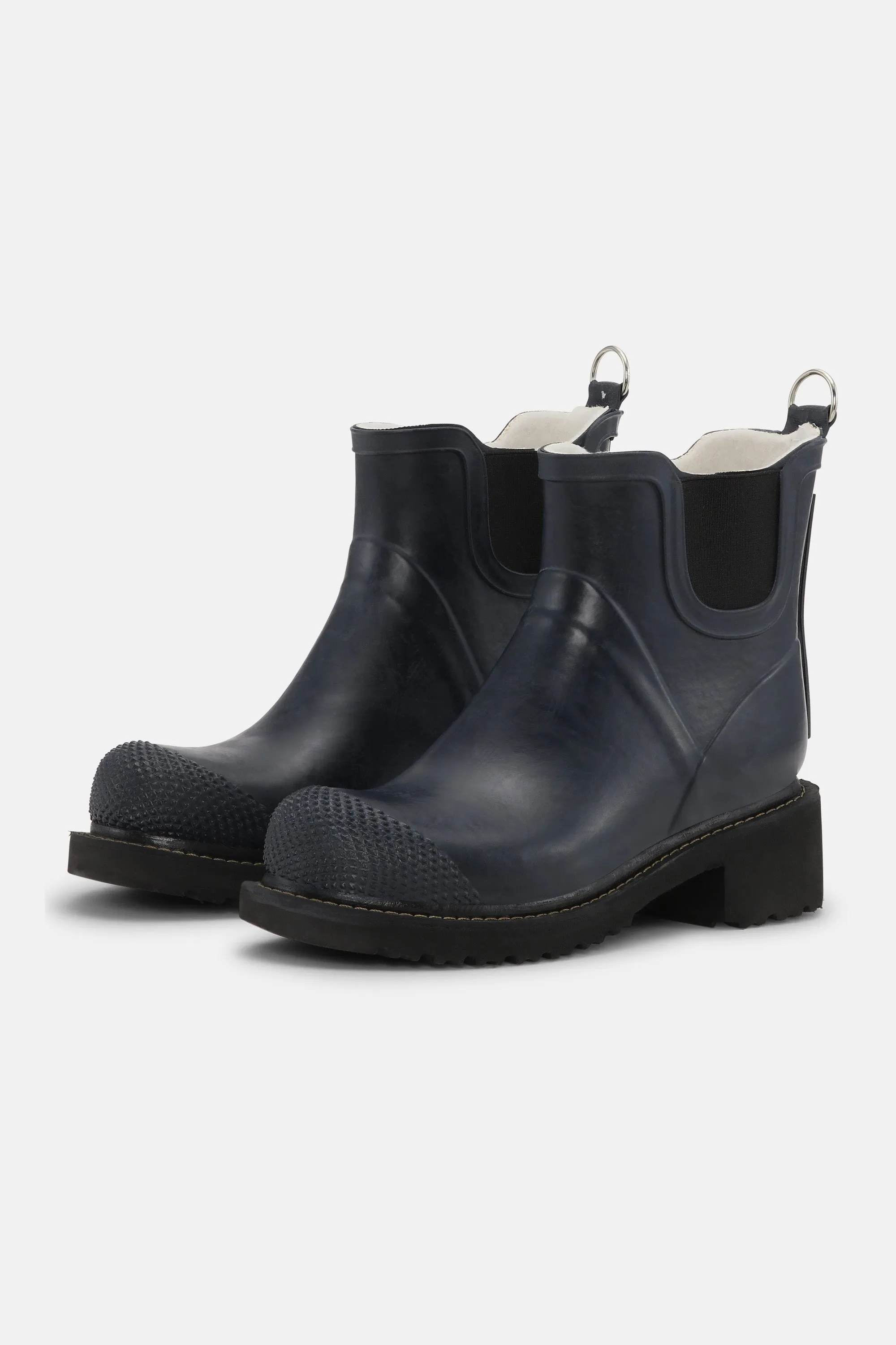Short Rubber Boots With High Heel - Dark Indigo