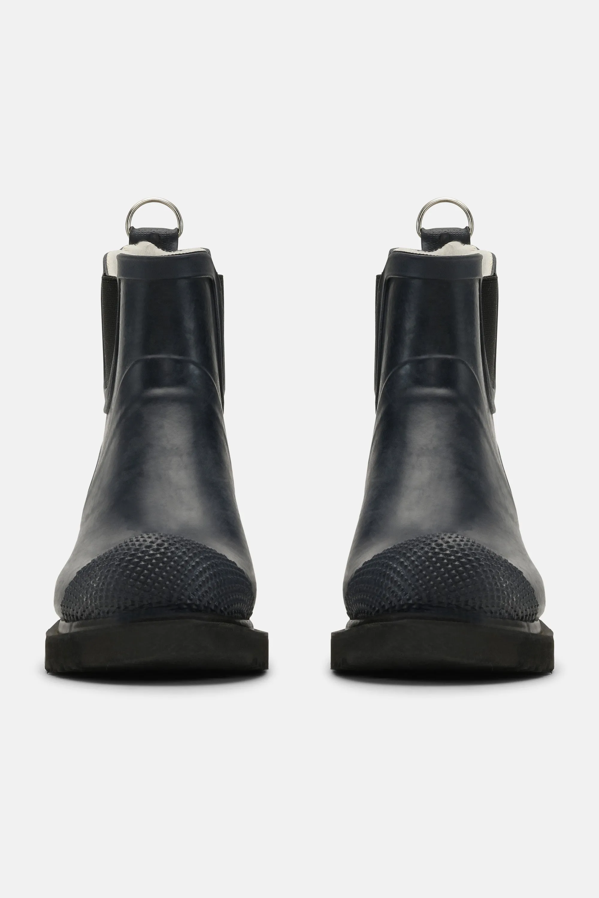 Short Rubber Boots With High Heel - Dark Indigo