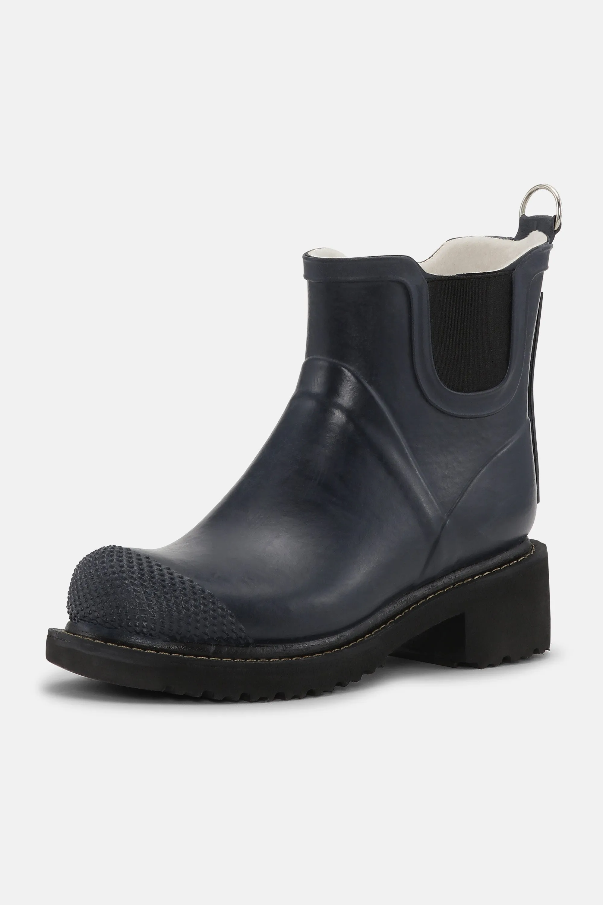 Short Rubber Boots With High Heel - Dark Indigo