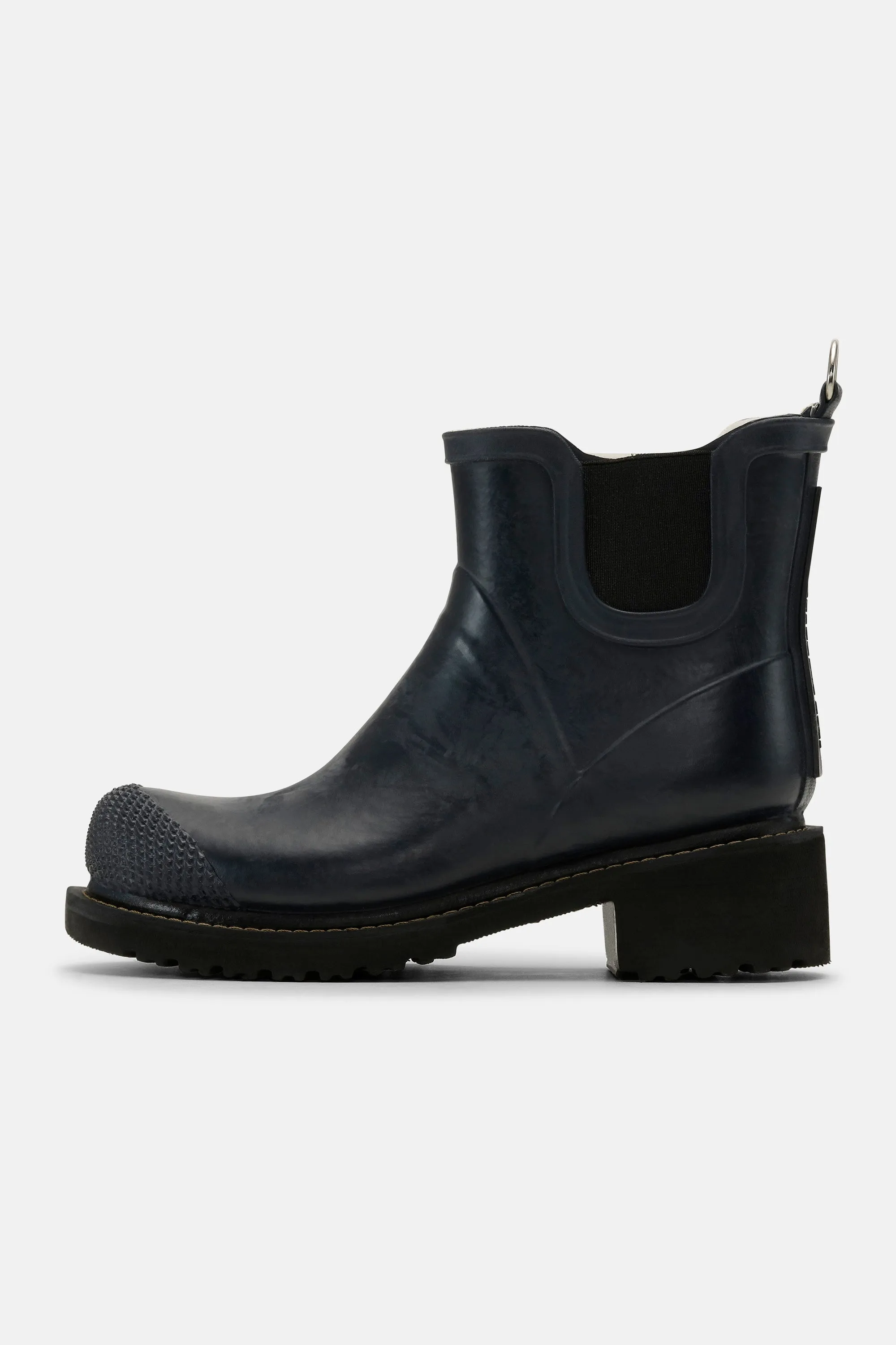 Short Rubber Boots With High Heel - Dark Indigo