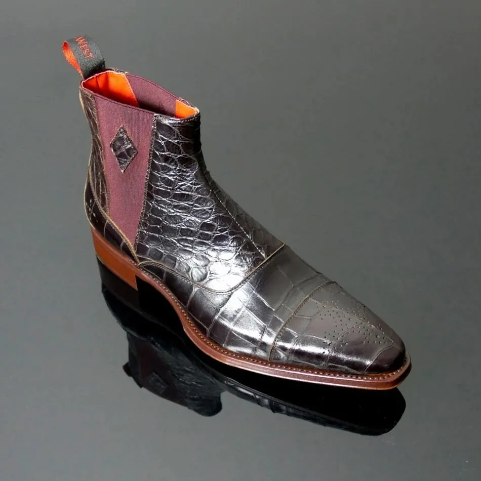 Snakeskin Chic Vintage Chelsea Boots