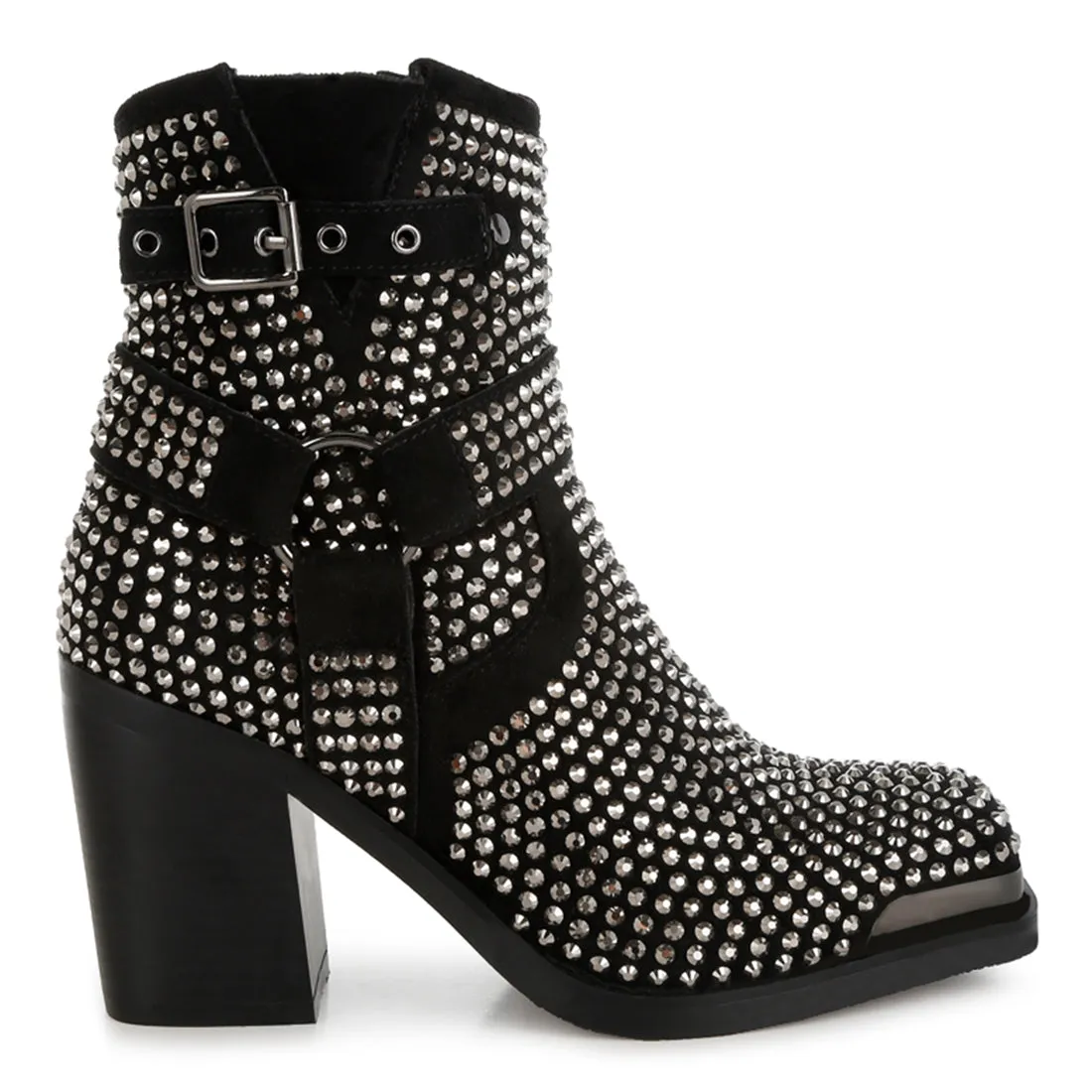 Studded Harness Detail Ankle Boots