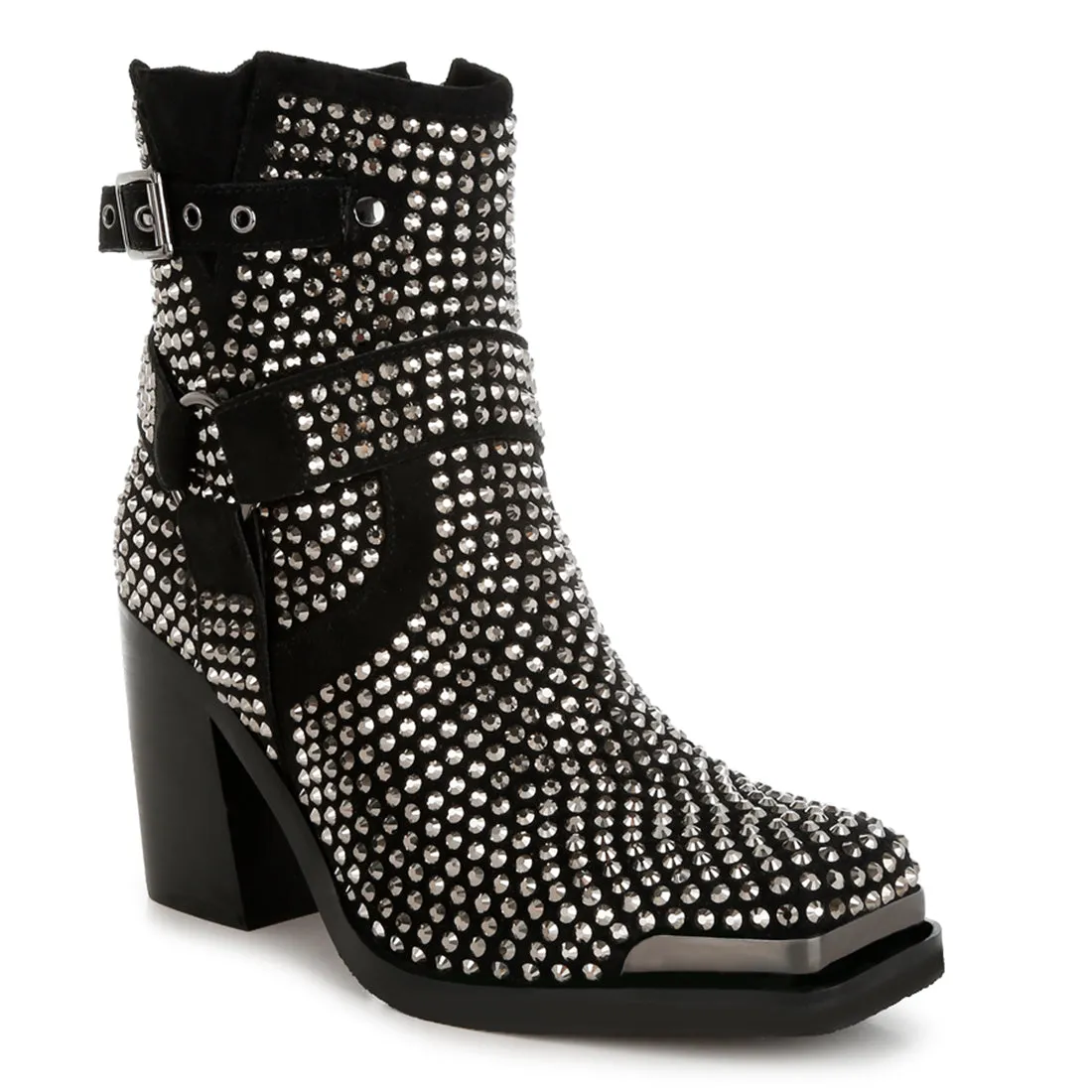 Studded Harness Detail Ankle Boots