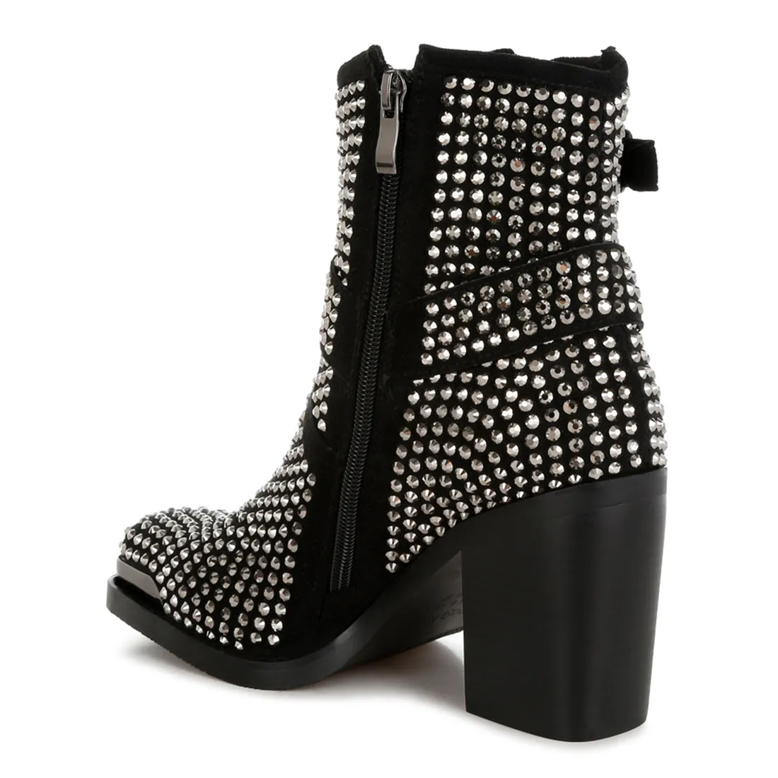 Studded Harness Detail Ankle Boots