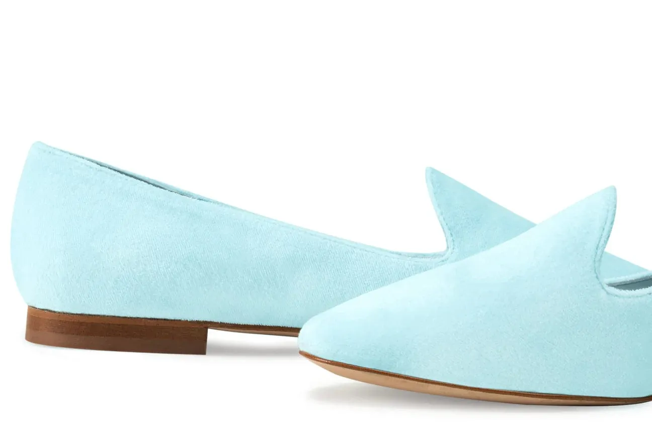 Tara Vegan Velvet Slipper Pumps | Sky Blue