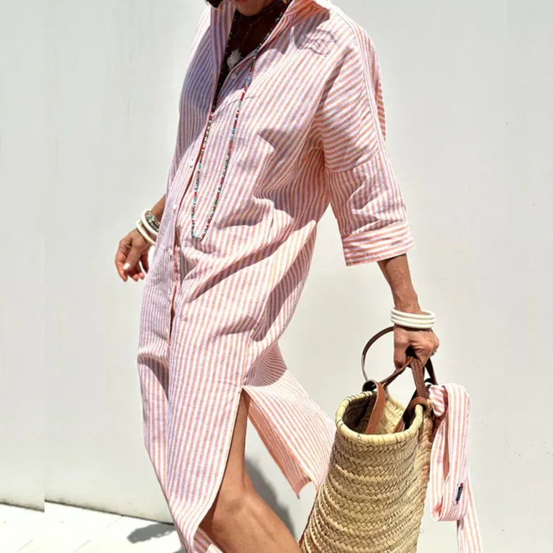Victoria Refined Striped Shirt Dress