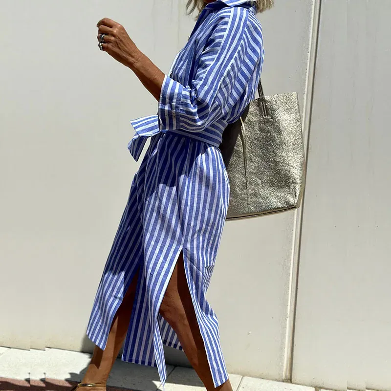 Victoria Refined Striped Shirt Dress