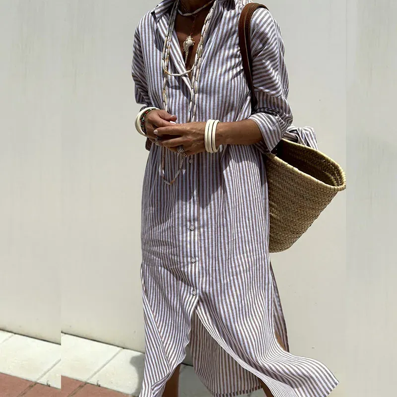 Victoria Refined Striped Shirt Dress