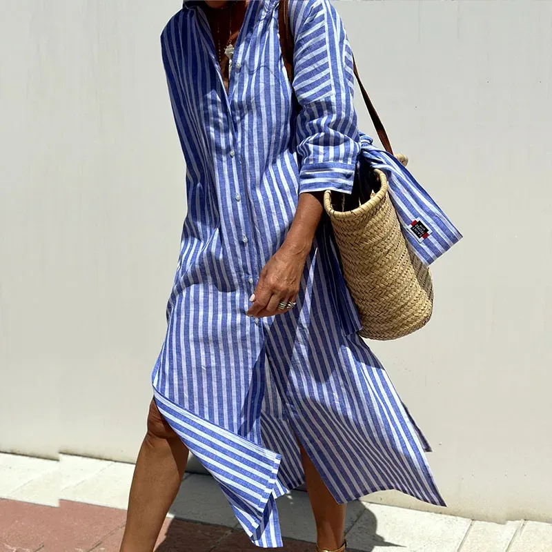 Victoria Refined Striped Shirt Dress