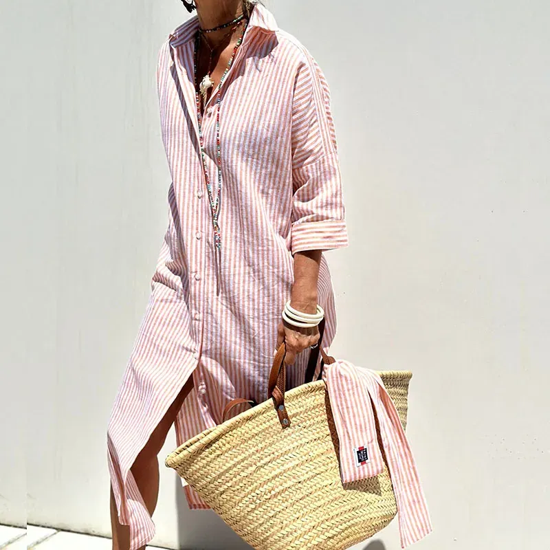 Victoria Refined Striped Shirt Dress
