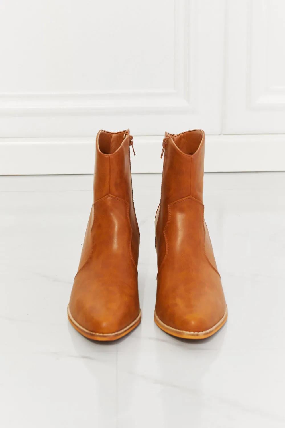Watertower Town Faux Leather Western Ankle Boots in Ochre