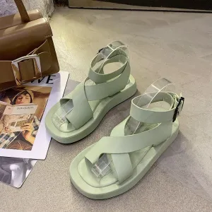 Women's Clip Toe Cross Square Flat Sandals