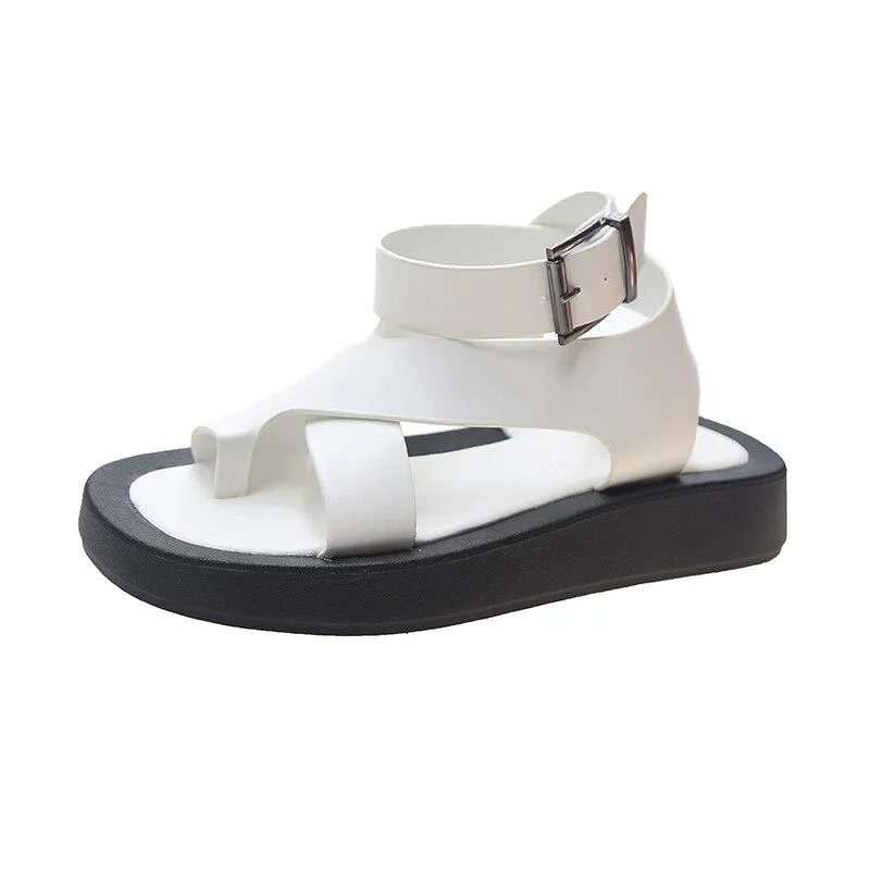 Women's Clip Toe Cross Square Flat Sandals