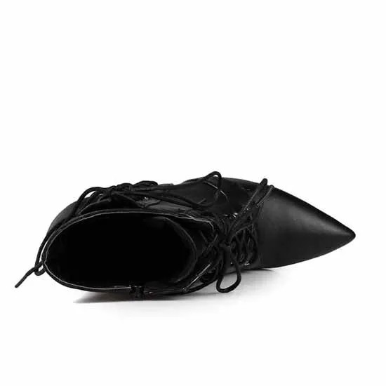 Women's Lace-up Ankle Boots Heeled Short Plus Size Boot