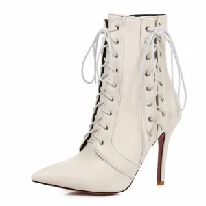 Women's Lace-up Ankle Boots Heeled Short Plus Size Boot